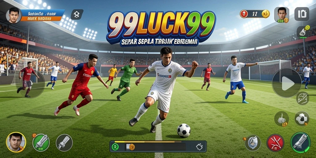 Tampilan gameplay seru dari 99LUCK99 yang menggambarkan aksi sepak bola.