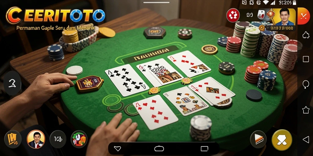 Tampilan gameplay CERITOTO yang menarik dan interaktif dalam permainan Gaple.