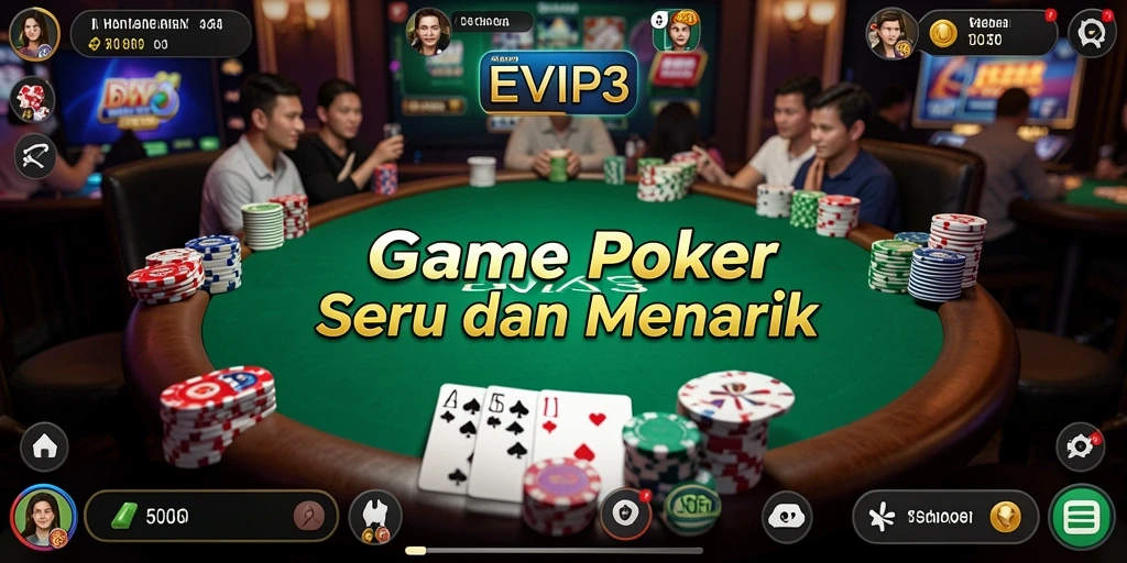 Tampilan gameplay Poker yang mengasyikkan di EVIP3.