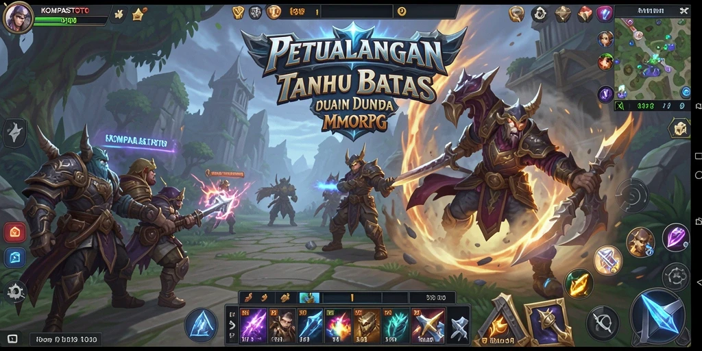 Screenshot gameplay MMORPG KOMPASTOTO yang menampilkan aksi pertarungan mendebarkan.