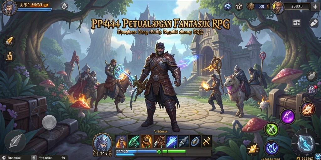 Screenshot gameplay PP444 menampilkan pertarungan epik di dunia RPG.