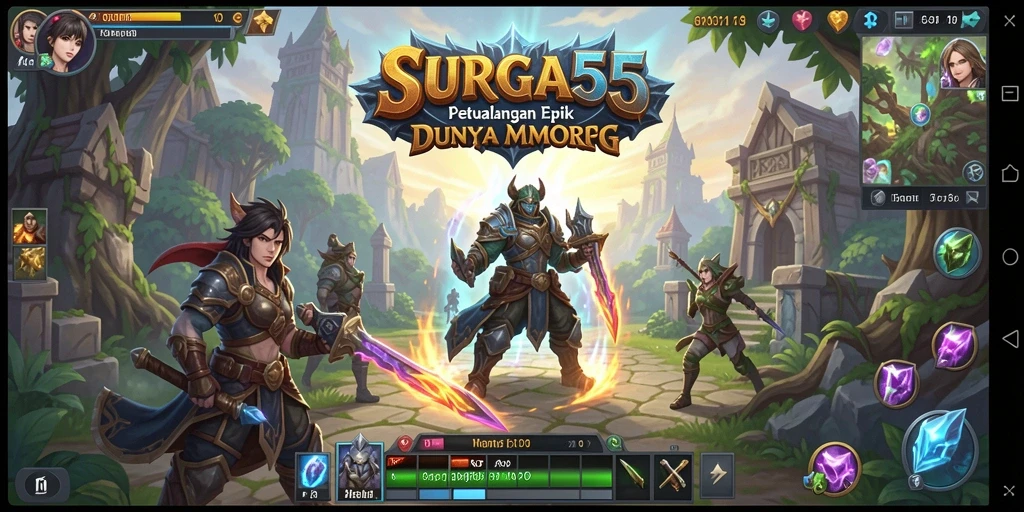 Gameplay seru dari SURGA55 dengan pertarungan yang intens dan dunia yang luas.