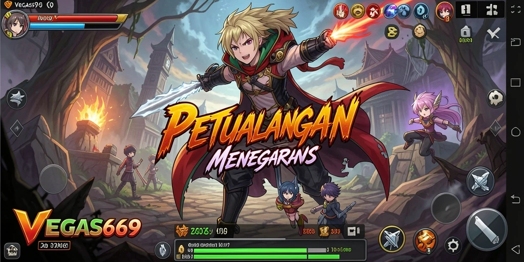 Tampilan utama gameplay VEGAS969 yang penuh aksi dan karakter Anime.