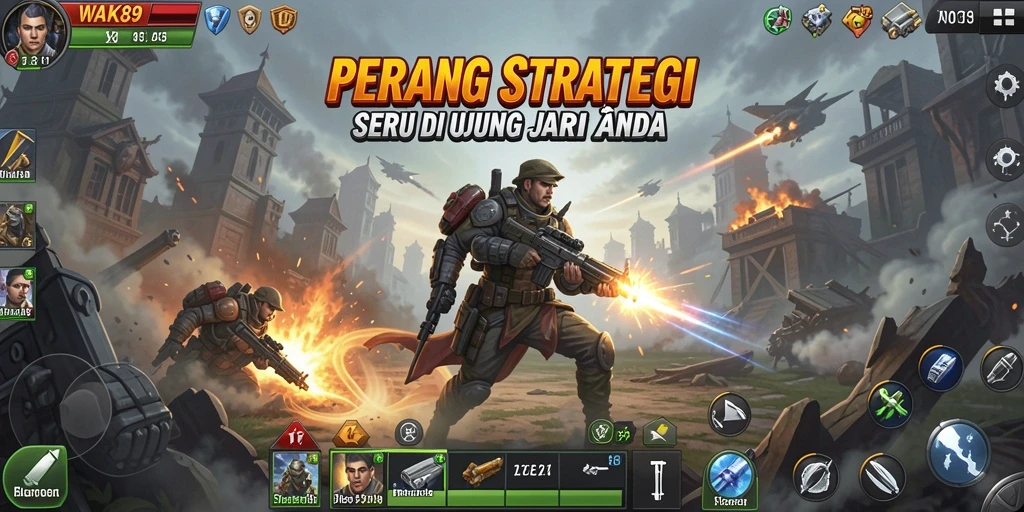 Screenshot gameplay WAK89 menampilkan aksi strategi yang intens.