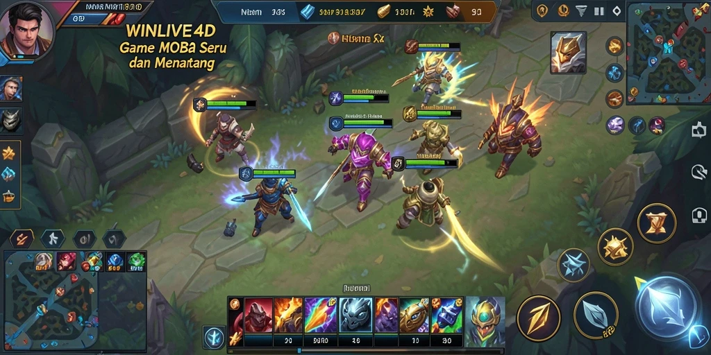 Screenshot gameplay WINLIVE4D dengan pertarungan seru antar pahlawan.
